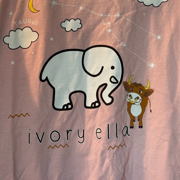 Ivory Ella Women's Pink L/S T-Shirt Elephant & Cow Taurus 100% Cotton WomensSz M - Picture 5 of 5